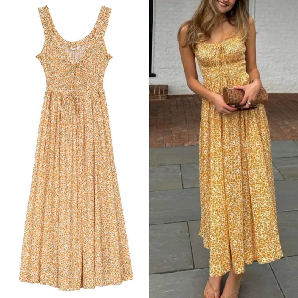 DOEN Emmaretta Dress in Clementine Daisy Fields Size S